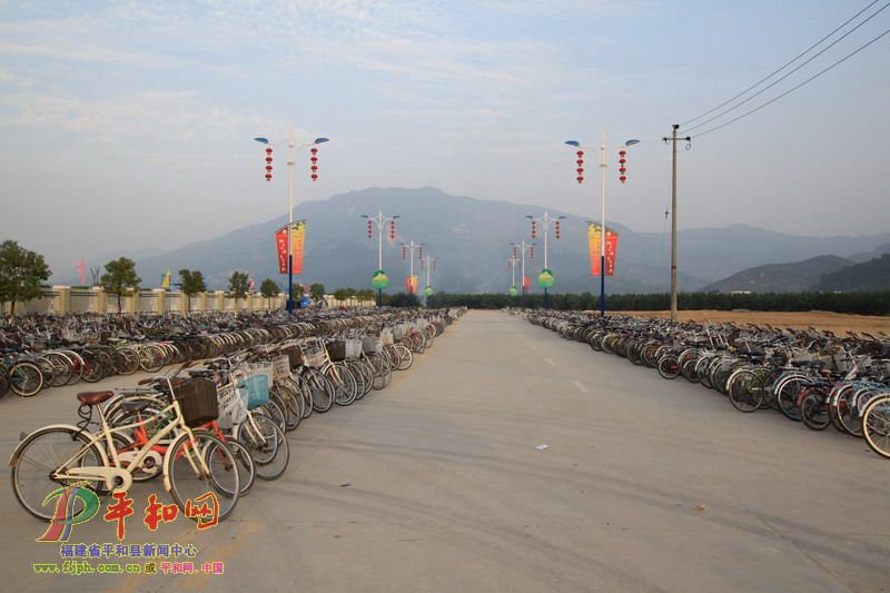 广兆中学排列整齐的自行车